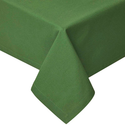 Homescapes Plain Cotton Dark Green Tablecloth 137 x 178 cm