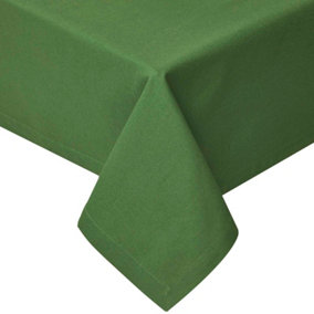 Homescapes Plain Cotton Dark Green Tablecloth 178 cm Round