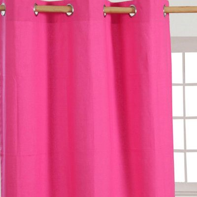 Homescapes Plain Hot Pink Cotton Eyelet Curtains 137 x 182 cm