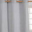 Homescapes Plain Off Grey Cotton Eyelet Curtains 117 x 137 cm
