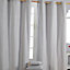 Homescapes Plain Off Grey Cotton Eyelet Curtains 137 x 182 cm
