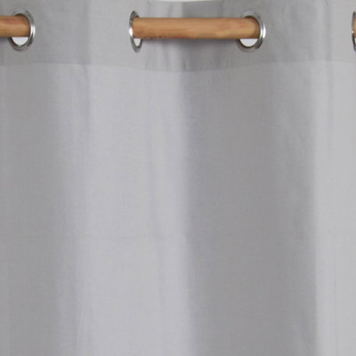 Homescapes Plain Off Grey Cotton Eyelet Curtains 137 x 228 cm