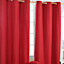 Homescapes Plain Red Cotton Eyelet Curtains 137 x 228 cm