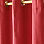 Homescapes Plain Red Cotton Eyelet Curtains 137 x 228 cm
