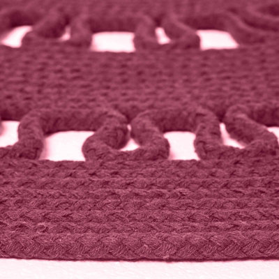 Homescapes Plum Crochet Braided Rug 70cm Round