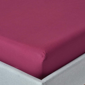 Homescapes Plum Egyptian Cotton Deep Fitted Sheet 200 TC, Double