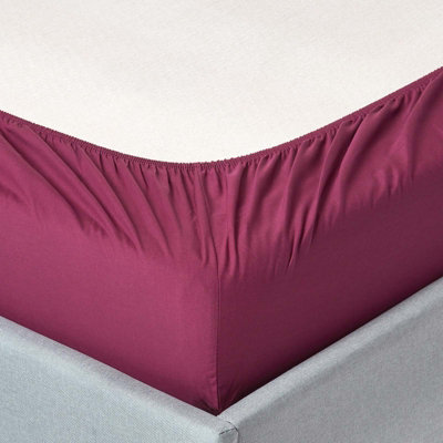 Homescapes Plum Egyptian Cotton Fitted Sheet 200 TC, King