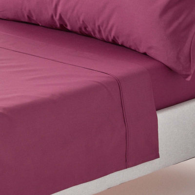 Homescapes Plum Egyptian Cotton Flat Sheet 200 TC, Single