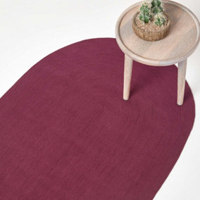 Homescapes Plum Handmade Woven Braided Oval Rug, 110 x 170 cm