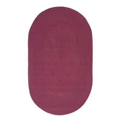 Homescapes Plum Handmade Woven Braided Oval Rug, 60 x 90 cm