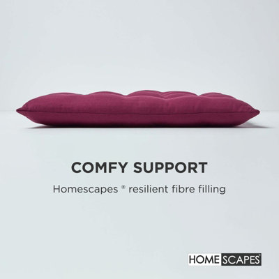 Homescapes Plum Seat Pads 100% Cotton Chair Cushions 40x40 cm, Set of 6 Plain Chair Pads for Dining, Kitchen or Garden Outdoor