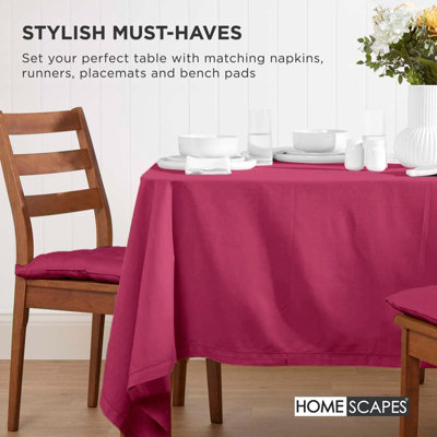 Homescapes Plum Seat Pads 100% Cotton Chair Cushions 40x40 cm, Set of 6 Plain Chair Pads for Dining, Kitchen or Garden Outdoor