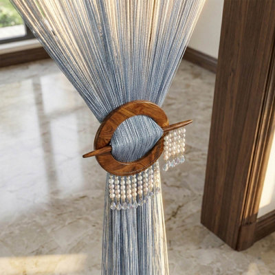 Homescapes Polyester String Curtain Blue