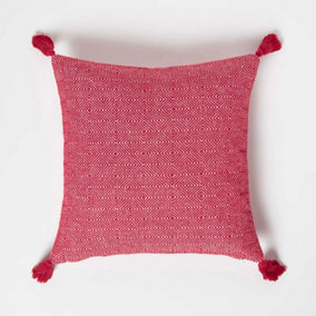 Homescapes Porto Handwoven Red Geometric Kilim Cushion 45 x 45 cm