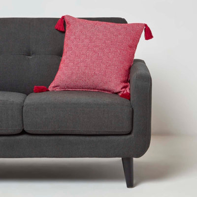 Homescapes Porto Handwoven Red Geometric Kilim Cushion 45 x 45 cm