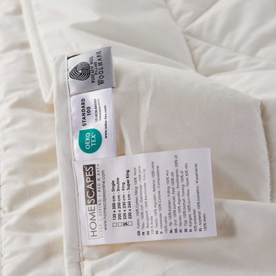 Homescapes Premium Heavy Wool Duvet - Warm & Washable - King