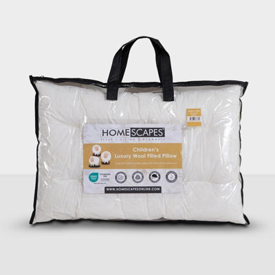 Homescapes Premium Wool Kids Pillow with Quilted Case, 40 x 60 cm