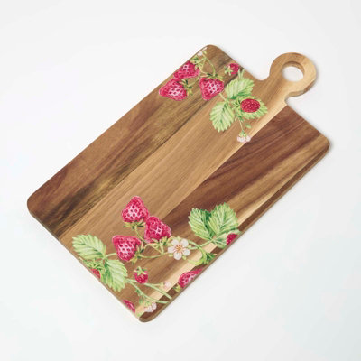 Homescapes Printed Strawberry Acacia Wood Chopping Board