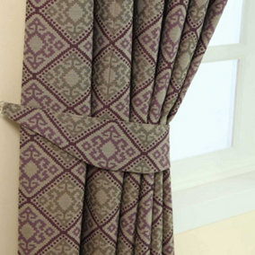 Homescapes Purple Aztec Jacquard Curtain Tie Back Pair