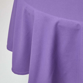 Homescapes Purple Cotton Round Tablecloth 178 cm