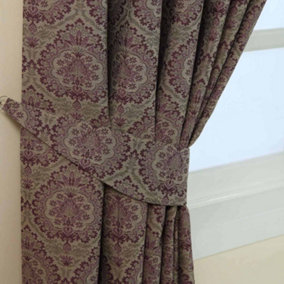 Homescapes Purple Damask Jacquard Curtain Tie Back Pair