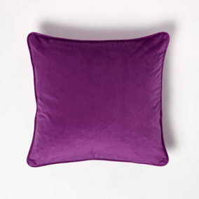 Homescapes Purple Filled Velvet Cushion with Piped Edge 46 x 46 cm