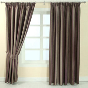 Homescapes Purple Jacquard Curtain Modern Striped Design Fully Lined - 66" X 90" Drop