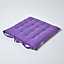 Homescapes Purple Plain Seat Pad with Button Straps 100% Cotton 40 x 40 cm