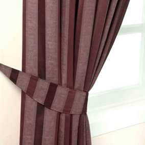 Homescapes Purple Stripe Jacquard Curtain Tie Back Pair
