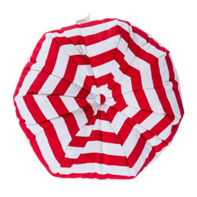 Homescapes Red and White Stripe Pleated Round Floor Cushion