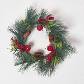 Homescapes Red Apple and Berries Christmas Wreath