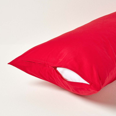 Homescapes Red Continental Egyptian Cotton Pillowcase 200 TC, 40 x 80 cm