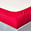 Homescapes Red Cotton Fitted Cot Sheets 200 Thread Count, 2 Pack