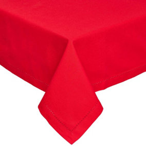 Homescapes Red Cotton Square Tablecloth 137 x 137 cm