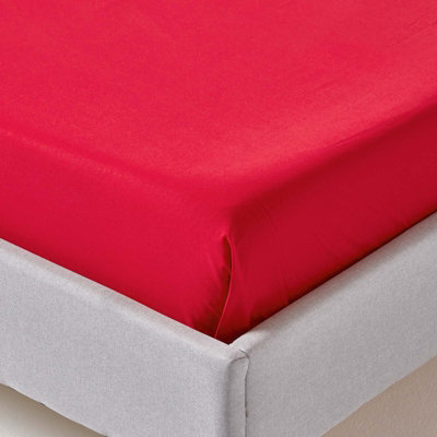 Homescapes Red Egyptian Cotton Flat Sheet 200 TC, Single