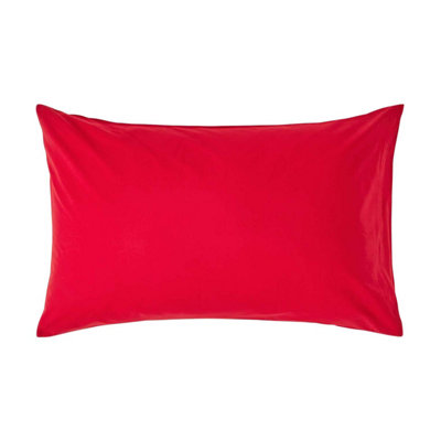 Homescapes Red Egyptian Cotton Housewife Pillowcase 200 TC DIY at B&Q