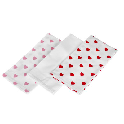 Homescapes Red Hearts Cotton Tea Towels Set Of Three Price Comparisons | Compare The Build