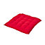 Homescapes Red Plain Seat Pad with Button Straps 100% Cotton 40 x 40 cm