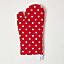 Homescapes Red Polk Dot Cotton Oven Glove