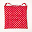 Homescapes Red Polka Dot Seat Pad with Button Straps 100% Cotton 40 x 40 cm