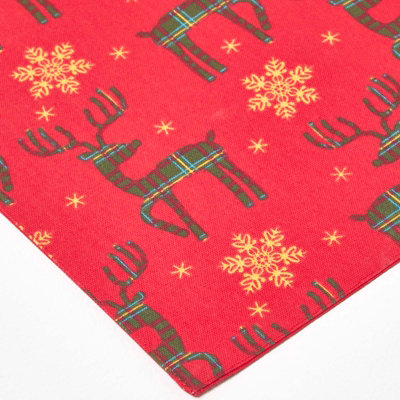 Homescapes Red Reindeer Christmas Placemats, Set of 4