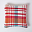 Homescapes Red Tartan 100% Cotton Falun Cushion Cover, 60 x 60 cm
