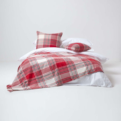 Homescapes Red Tartan Check Sofa and Bed Throw, 255 x 360 cm