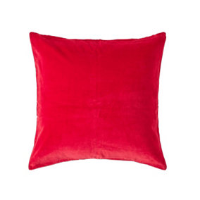 Homescapes Red Velvet Cushion Cover, 60 x 60 cm