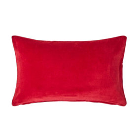 Homescapes Red Velvet Rectangular Cushion Cover, 30 x 50 cm