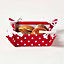Homescapes Reversible Fabric Bread Basket Polka Dots Red Foldable Basket
