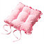 Homescapes Reversible Pink Frilled Cushion Seat Pad with Ties Cup Cakes