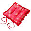 Homescapes Reversible Red Frilled Cushion Seat Pad with Ties Owls