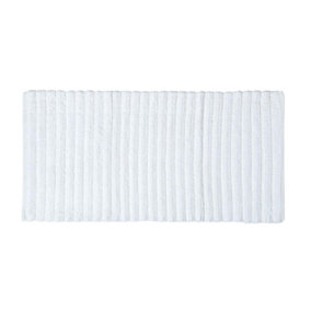Homescapes Ribbed Cotton Spa Style White Bath Mat