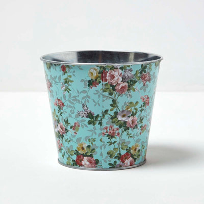 Homescapes Rose Print Large Plant Pot, 16 cm